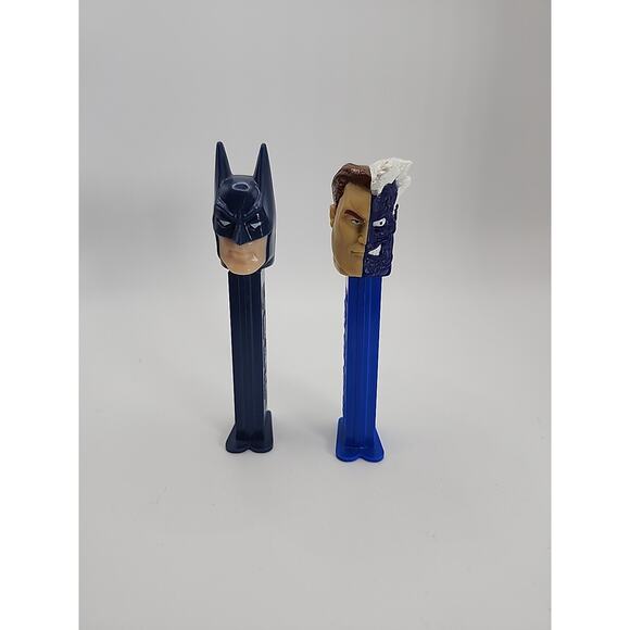 Lot of 2 Vintage Batman and Two Face Blue Pez Dispensers w/ Feet DC Comics - Picture 1 of 7